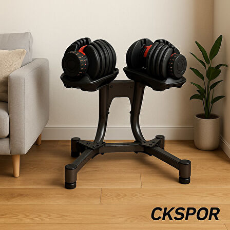 Ayarlanabilir Dambıl  Ve Stand Seti 2 x 40 Kg Ayarlanabilir  Mekanizmalı Dambıl + Dambıl Standı 