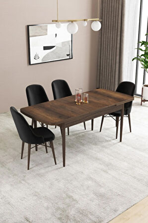 Fonza Barok 80x132 MDF Açılabilir Mutfak Masası Takımı 4  Sandalye