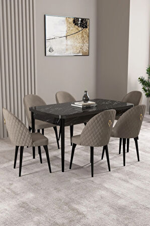 Ikon Beyaz 80x132 MDF Açılabilir Yemek Masası Takımı 4  Sandalye