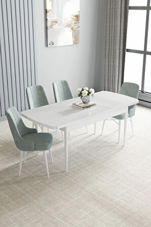 Jusie Beyaz 80x132 Açılabilir Yemek Odası Takımı 4  Sandalye