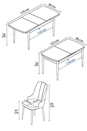 Jusie Meşe Desen 80x132 Açılabilir Mutfak Masası Takımı 4  Sandalye