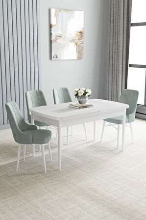 Arvela Beyaz 80x132 Açılabilir Yemek Odası Takımı 4  Sandalye
