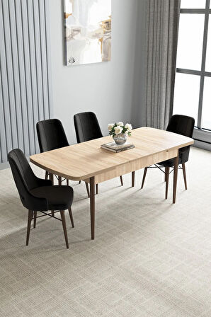 Arvela Meşe Desen 80x132 Açılabilir Yemek Odası Takımı 4  Sandalye