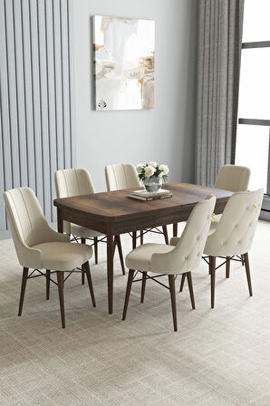 Mabel Beyaz Desen 80x132 MDF Açılabilir Mutfak Masası Takımı 4  Sandalye
