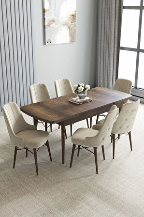 Mabel Beyaz Desen 80x132 MDF Açılabilir Mutfak Masası Takımı 4  Sandalye