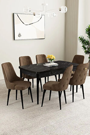Mabel Meşe Desen 80x132 Açılabilir Yemek Odası Takımı 4  Sandalye