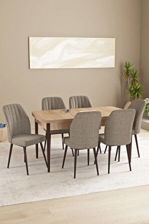 Milas Siyah Mermer Desen 80x132 MDF Açılabilir Yemek Masası Takımı 4  Sandalye