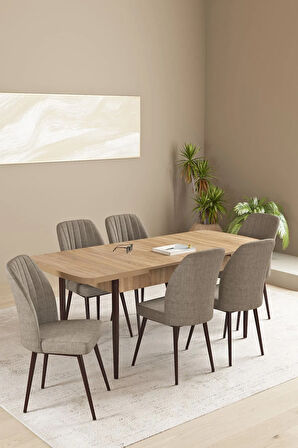 Milas Siyah Mermer Desen 80x132 MDF Açılabilir Yemek Masası Takımı 4  Sandalye