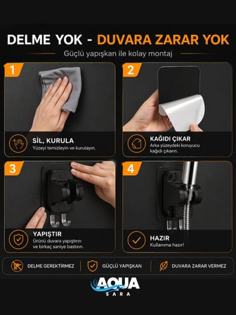 Yapışkanlı Duş Başlığı Tutucu , Ayarlanabilir Su Geçirmez Yapışkanlı Mafsal Chrome Tepe Duş Sistemleri