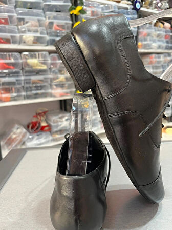 SİYAH GERÇEK DERİ YENİ KALIP MASKARATLI ÇARIKMODEL 1 CM TOPUKLU ERKEK TANGO DANS VE SALON AYAKKABISI