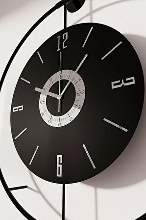 Timelles Negro Kadran Seri - Kırılmaz Göbek -Büyük Boy(50X75CM) - Metal (MOBİLYA) Duvar Saati
