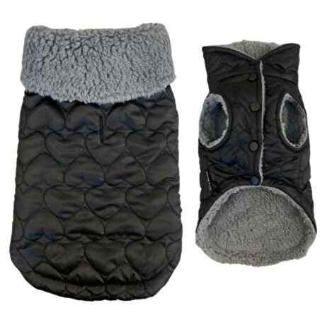 Gedyco Siyah Kapitone İçi Peluşlu Küçük Irk Köpek Yeleği