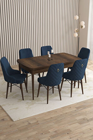 Mazaka Barok Desen 80x132 Açılabilir Mdf Masa Yemek Odası Takımı, Mutfak Takımı 6 Adet Sandalye