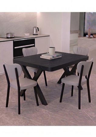  70x110 Sabit Mutfak Yemek Masası Takımı + 4 Adet Elma Sandalye