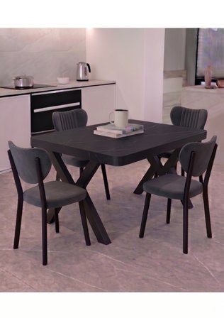  70x110 Sabit Mutfak Yemek Masası Takımı + 4 Adet Elma Sandalye