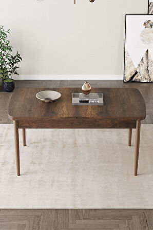 ​​​​​​​Milas Barok Desen 80x132 Açılabilir Mdf Masa Yemek Odası Takımı, Mutfak Takımı 6 Sandalye