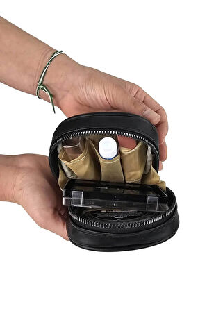 Çanta İçi Organizer Mini Makyaj Çantası - Mini Kozmetik Çantası - Siyah