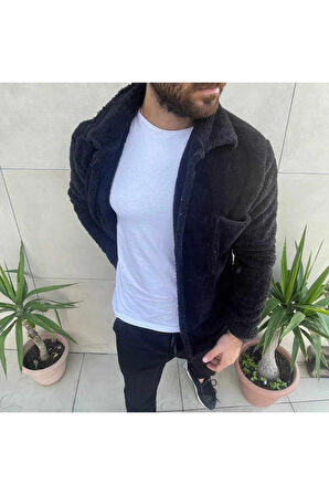 Erkek Siyah Peluş Ceket