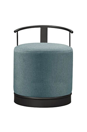 Pufi Puf Siyah Metal Çerçeveli  Keten Çok Amaçlı Dekoratif Oturak, Makyaj Oturağı,Montajsız Puf Benc