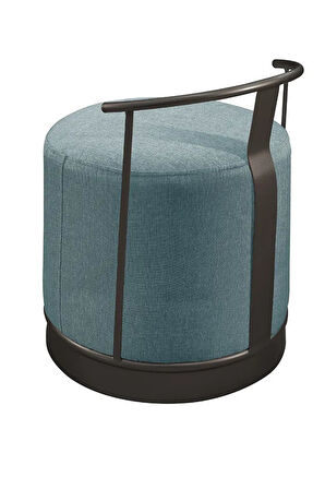 Pufi Puf Siyah Metal Çerçeveli  Keten Çok Amaçlı Dekoratif Oturak, Makyaj Oturağı,Montajsız Puf Benc