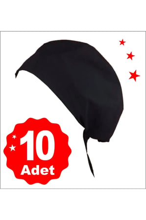Siyah Chef Bonesi 10 Lu Set Aşçı Ve Şef Bonesi | Cerrahi Bone Ve Bandana