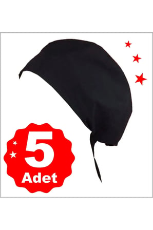 Siyah Chef Bonesi 5 Li Set Aşçı Ve Şef Bonesi | Cerrahi Bone Ve Bandana
