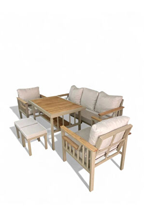 Sole Balkon Takımı, Cappuccino Bahçe Takımı 5+1 (Masa 70x110 3lü Koltuk 70x180 Tekli Koltuk 70x70)