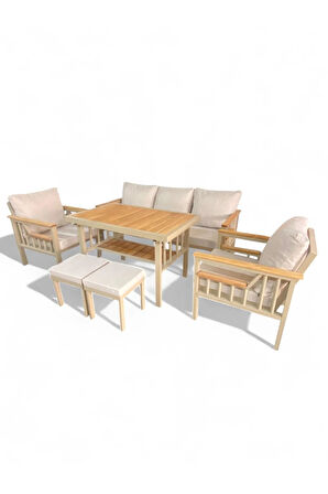 Sole Balkon Takımı, Cappuccino Bahçe Takımı 5+1 (Masa 70x110 3lü Koltuk 70x180 Tekli Koltuk 70x70)