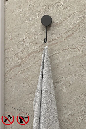 Mat Siyah Tekli Havlu Askısı Yapışkanlı & Vidalı Montaj Banyo ve Mutfak Askısı