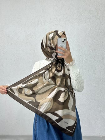 Siyane Scarf Naturel Desen Şal 05