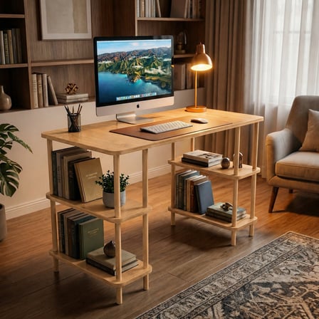 tridihome Kitaplıklı Çalışma Masası Aletsiz Kolay Kurulum  Raflı Ders Ofis Bilgisayar Masası