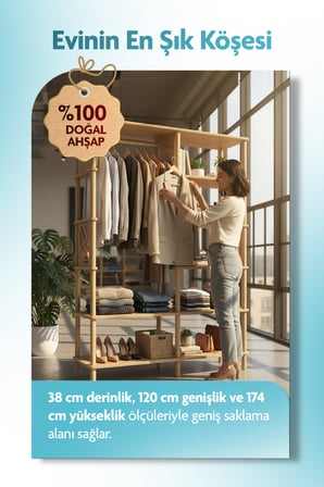 Vestiyer Askılı Raflı MDF Portmanto Antre Giriş Dolabı Ayakkabılık Organizer 120*38*170cm
