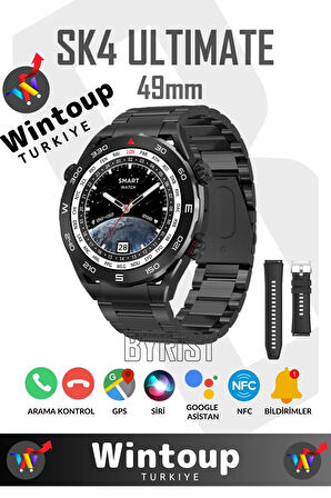 Akıllı Telefonlarla Uyumlu Tam Ekran Klasik Smart Watch 49mm Sesli Asistan Akıllı Saat