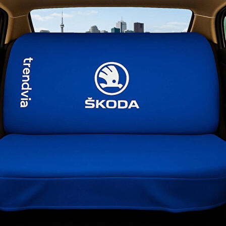 Skoda Mavi Renk Ön ve Arka Oto Koltuk Kılıfı Penye Servis Kılıfı Seti