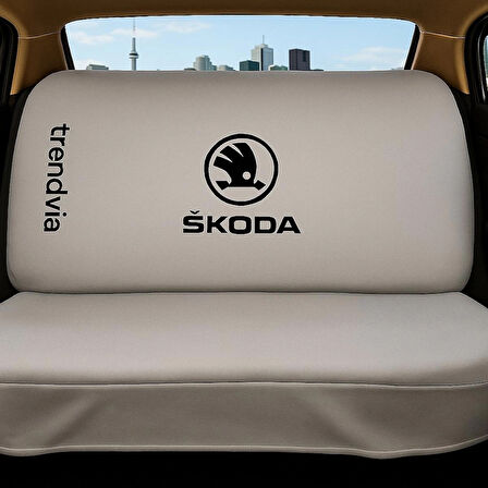Skoda Gri Renk Ön ve Arka Oto Koltuk Kılıfı Penye Servis Kılıfı Seti