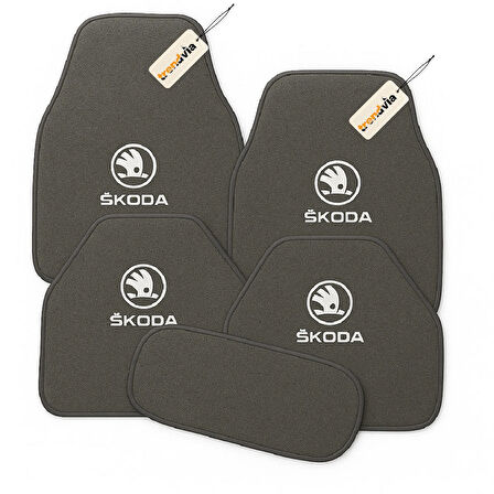 Gri Renk Skoda Halı Paspas Seti – Araca Özel Kesim, Dayanıklı ve Şık Oto Paspas Takımı