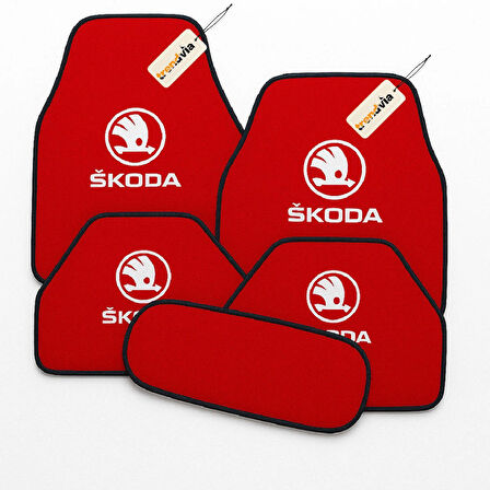 Kırmızı Renk Skoda Halı Paspas Seti – Araca Özel Kesim, Dayanıklı ve Şık Oto Paspas Takımı