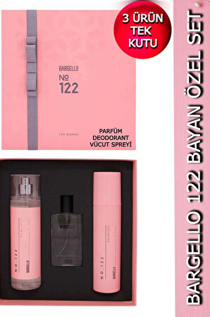122 Kadın Parfüm Set - (PARFÜM+VÜCUT SPREYİ+DEODORANT) Özel Kutu