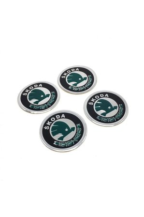 Skoda Jant Göbeği Alüminyum Sticker Yapıştırma 60mm 4'lü Set Yeşil