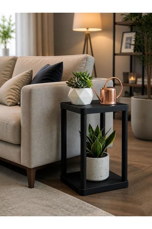 Sakura 2 Katlı Çiçeklik Saksılık Siyah