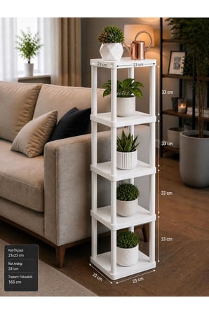 Sakura 5 Katlı Çiçeklik Saksılık Beyaz