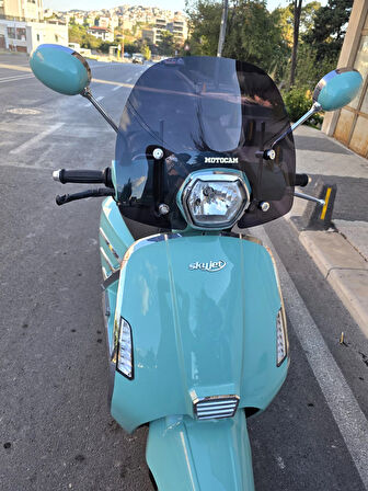 MOTOCAM Skyjet Bellina Ön Cam 2024-2025 Model 37cm Siyah Renkli 4mm APARATSIZDIR