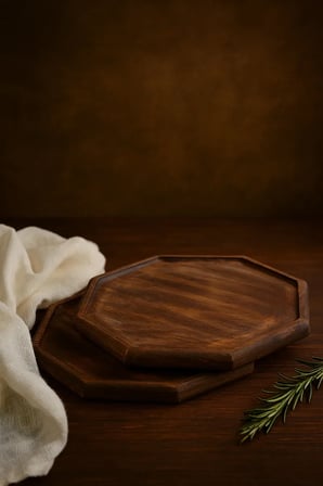 Fam Wood Art 2'li Doğal Ahşap Nihale, Small Sunumluk, Supla,Banyo Düzenleyici-Aksesuar Organizeri 20 x 20 cm