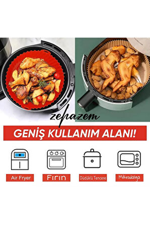 Silikon Bölmeli Airfryer Pişirme Kabı Bpa Free Kırmızı