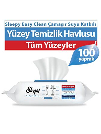 Sleepy Easy Clean Sirke Karbonat Çamaşır Suyu Katkılı Yüzey Temizlik Islak Havlusu - 100'lü Paket