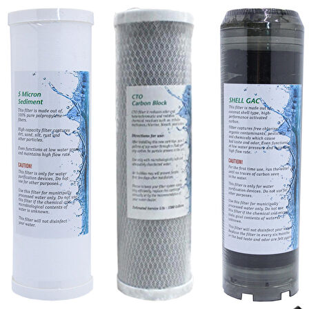 İhlas Aura Cebilon -Compact -Su Arıtma Cihazı Filtresi uyumlu 3'lü Ön Filtre Seti