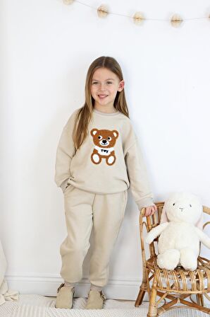 Kız-Erkek (Unisex) Çocuk İnterlok Kumaş Orta Kalınlıkta Nakışlı-Baskılı Örme Basic Eşofman Takımı