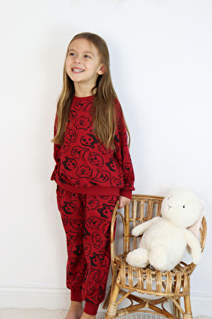 Kız-Erkek (Unisex) Çocuk İnterlok Kumaş Orta Kalınlıkta Nakışlı-Baskılı Örme Basic Eşofman Takımı