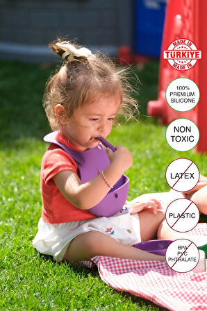 Babychefs %100 Premıum Silikon 6'lı Mama Seti Vakum Sistemli Mor (Silikon 2'li Kaşık Seti Hediye)