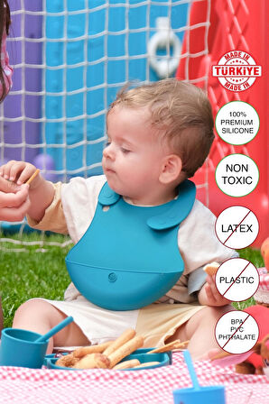 Babychefs %100 Premıum Silikon 6'lı Mama Seti Vakum Sistemli Yeşil (Silikon 2'li Kaşık Seti Hediye)